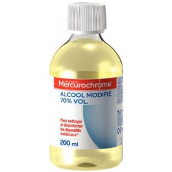 Flacon de 200 ml d'alcool modifié 70% Mercurochrome