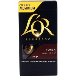 Boîte de 10 capsules de café L'OR Espresso FORZA