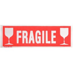 Sac de 100 étiquettes adhésives "Fragile" 19 x 6 cm