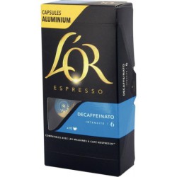 Boîte de 10 capsules de café L'OR Espresso DECAFEINATO