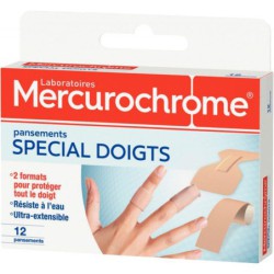 Boîte de 12 pansements spécial doigts Mercurochrome