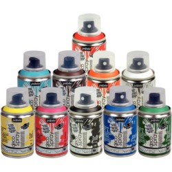Lot de 10 sprays de 100 ml de peinture acrylique couleurs assorties