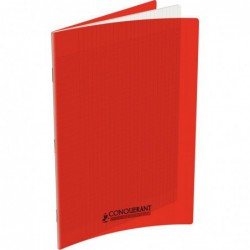 Cahier 96 pages seyès 90 g, couverture polypropylène rouge, format 24 x 32 cm CONQUERANT