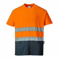 T-shirt coton bicolore Orange / Bleu XL