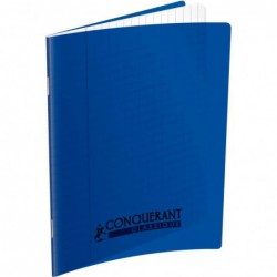 Cahier 140 pages seyès 90 g, couverture polypropylène bleu, format 17 x 22 cm  CONQUERANT