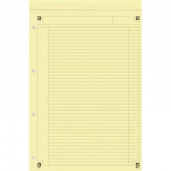 Bloc Notepad 80 feuilles A4+ 80 g perforées jaune ligné 6 mm 4 trous détachables Oxford SCRIBZEE