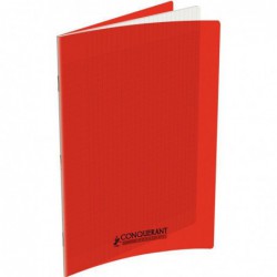 Cahier 140 pages seyès 90 g, couverture polypropylène rouge, 24 x 32 cm CONQUERANT