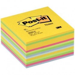 Cube de 450 feuilles de notes post-it repositionnables couleurs assorties