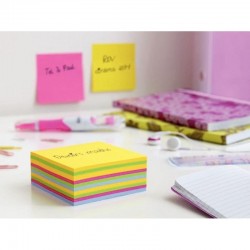 Cube de 450 feuilles de notes post-it repositionnables couleurs assorties