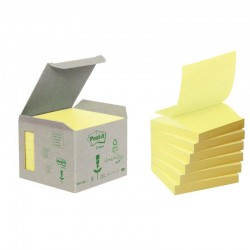 Lot de 6 blocs de 100 feuilles Z-Notes recyclées Post-it jaune 76 x 76 mm