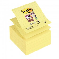 Lot de 5 blocs repositionnables 90 feuilles Post-it Z-Notes Super Sticky lignés jaune 101 x 101 mm