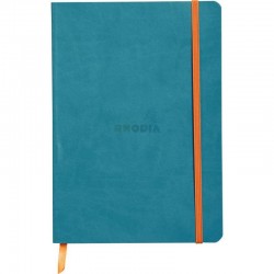 Carnet souple Rhodiarama 160 pages ligné 14,8 x 21 cm, bleu turquoise
