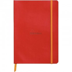 Carnet souple Rhodiarama 160 pages ligné 14,8 x 21 cm, rouge coquelicot