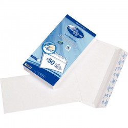 Paquet de 50 enveloppes blanches DL 110 x 220 mm 80 g avec bande adhésive