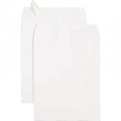 Paquet de 50 pochettes kraft blanc à 3 soufflets 260 x 330 mm 120 g avec bande adhésive