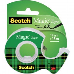 Rouleau adhésif invisible Scotch Magic Tape sur dévidoir 19 mm x 15 m
