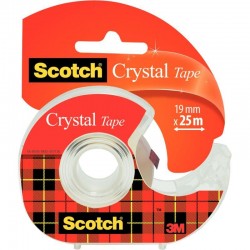 Rouleau adhésif transparent Scotch Crystal Tape sur dévidoir 19 mm x 25 m