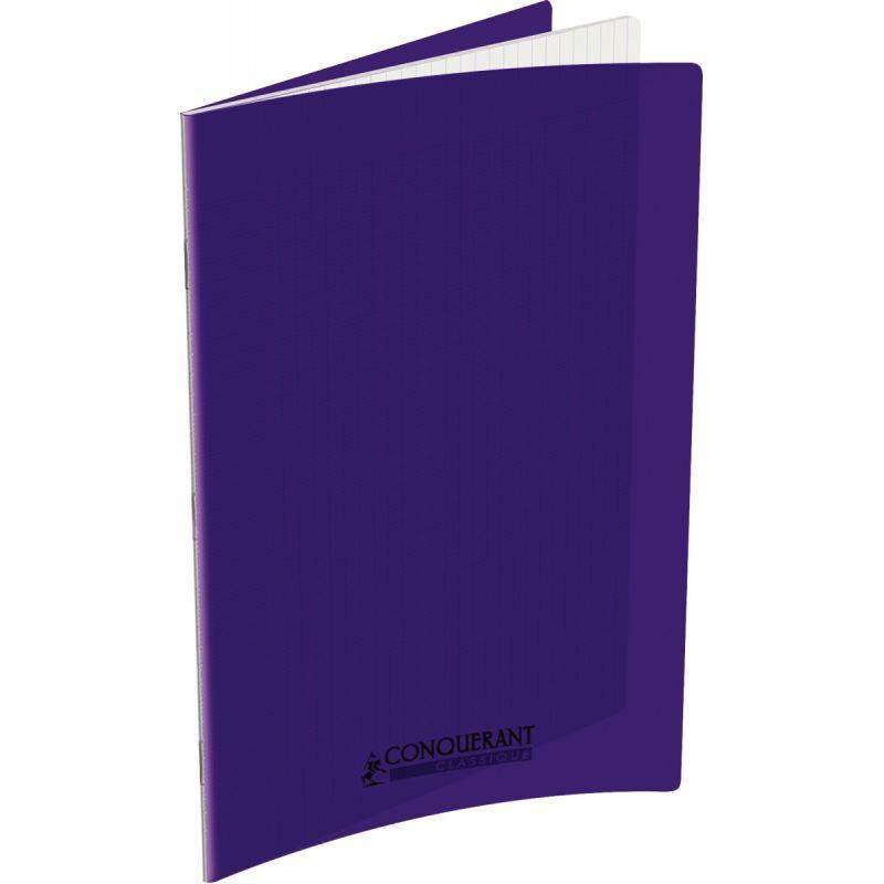 Cahier 48 pages seyès 90 g, couverture polypropylène violet, format 24 x 32 cm CONQUERANT
