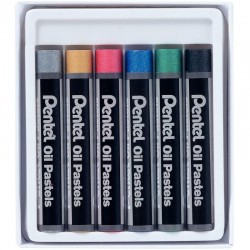 Boîte de 6 pastels à l'huile PENTEL metallic colours 8 mm