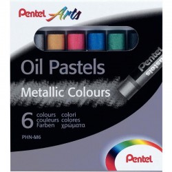 Boîte de 6 pastels à l'huile PENTEL metallic colours 8 mm