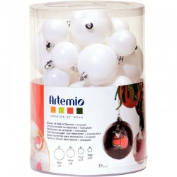 Boîte de 39 boules à décorer en plastique blanc