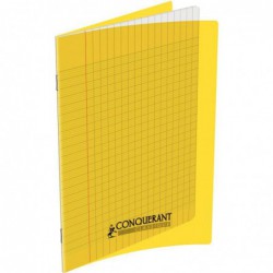 Cahier 48 pages seyès 90 g, couverture polypropylène jaune, format 17 x 22 cm CONQUERANT