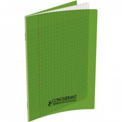 Cahier 140 pages seyès 90 g, couverture polypropylène vert, format 21 x 29,7 cm CONQUERANT