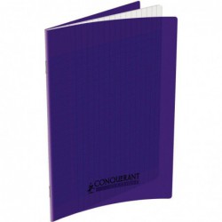 Cahier 48 pages seyès 90 g, couverture polypropylène violet, format 17 x 22 cm  CONQUERANT