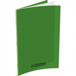 Cahier 48 pages seyès 90 g, couverture polypropylène vert, format 24 x 32 cm CONQUERANT