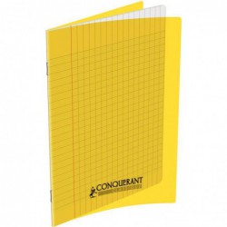 Cahier 140 pages seyès 90 g, couverture polypropylène jaune, format 21 x 29,7 cm CONQUERANT