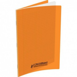 Cahier 96 pages seyès 90 g, couverture polypropylène orange, format 21 x 29,7 cm CONQUERANT