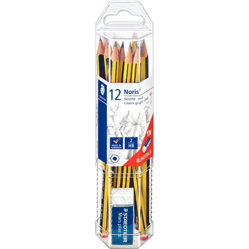 Set de 12 crayons STAEDTLER Noris 120 HB + 1 mini gomme