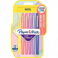 Pochette de 6 feutres PaperMate Flair couleurs pastels