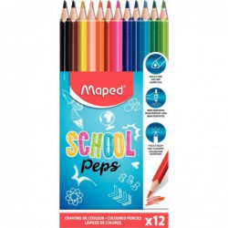 Pochette de 12 crayons de couleurs MAPED SCHOOL PEPS