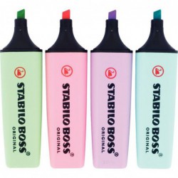 Pochette de 4 surligneurs STABILO BOSS ORIGINAL coloris pastels