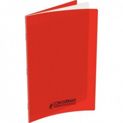 Cahier 96 pages seyès 90 g, couverture polypropylène rouge, format 21 x 29,7 cm CONQUERANT
