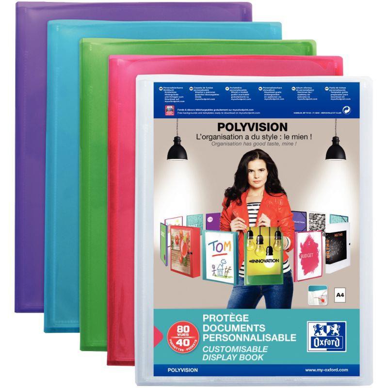 Protège-documents Oxford POLYVISION personnalisable 80 vues assortis