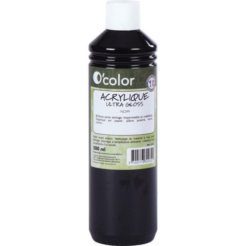Flacon de 500 ml de peinture acrylique O'COLOR noir