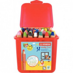 Pack de 38 crayons de couleur STABILO woody 3in1 + 3 taille-crayons