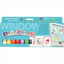 Boîte de 12 sticks de gouache à vitres PLAYCOLOR couleurs assorties