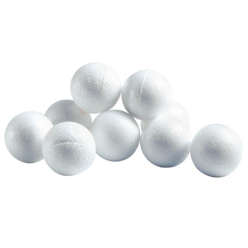 Sachet de 10 boules polystyrène blanches, diamètre 15 cm, à décorer