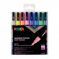 Pochette de 8 marqueurs pointe fine conique PC-3M POSCA couleurs pastels