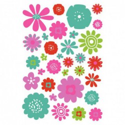 Pochette de 600 gommettes Decoraty adhésives repositionnables motif fleurs