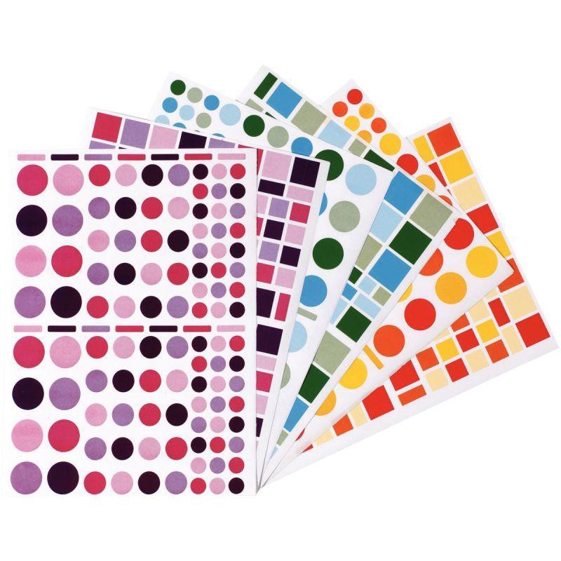 Pochette de 6 900 gommettes adhésives repositionnables camaïeu géométriques formes et couleurs assorties