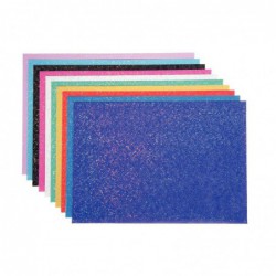 Pochette de 10 feuilles de papier pailleté 23 x 33 cm 70 g  coloris assortis