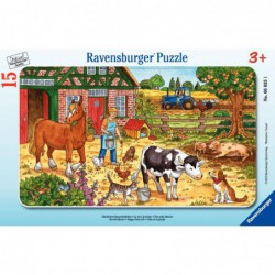 Puzzle à cadre en carton 15 pièces "La vie à la ferme"