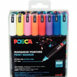 Pochette 16 marqueurs pointe extra fine PC-1 M POSCA couleurs assorties