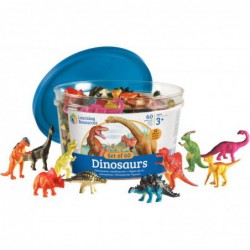 Baril de 60 petits dinosaures en plastique