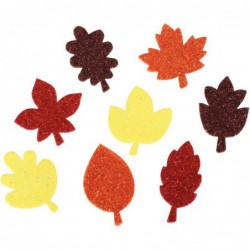 Sac de 200 décorations pailletées feuilles d'automne en mousse caoutchouc adhésive