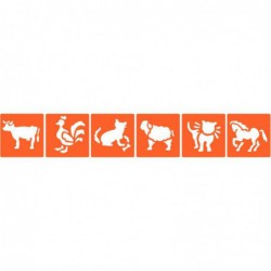 Paquet de 6 pochoirs en plastique thème les animaux de la ferme